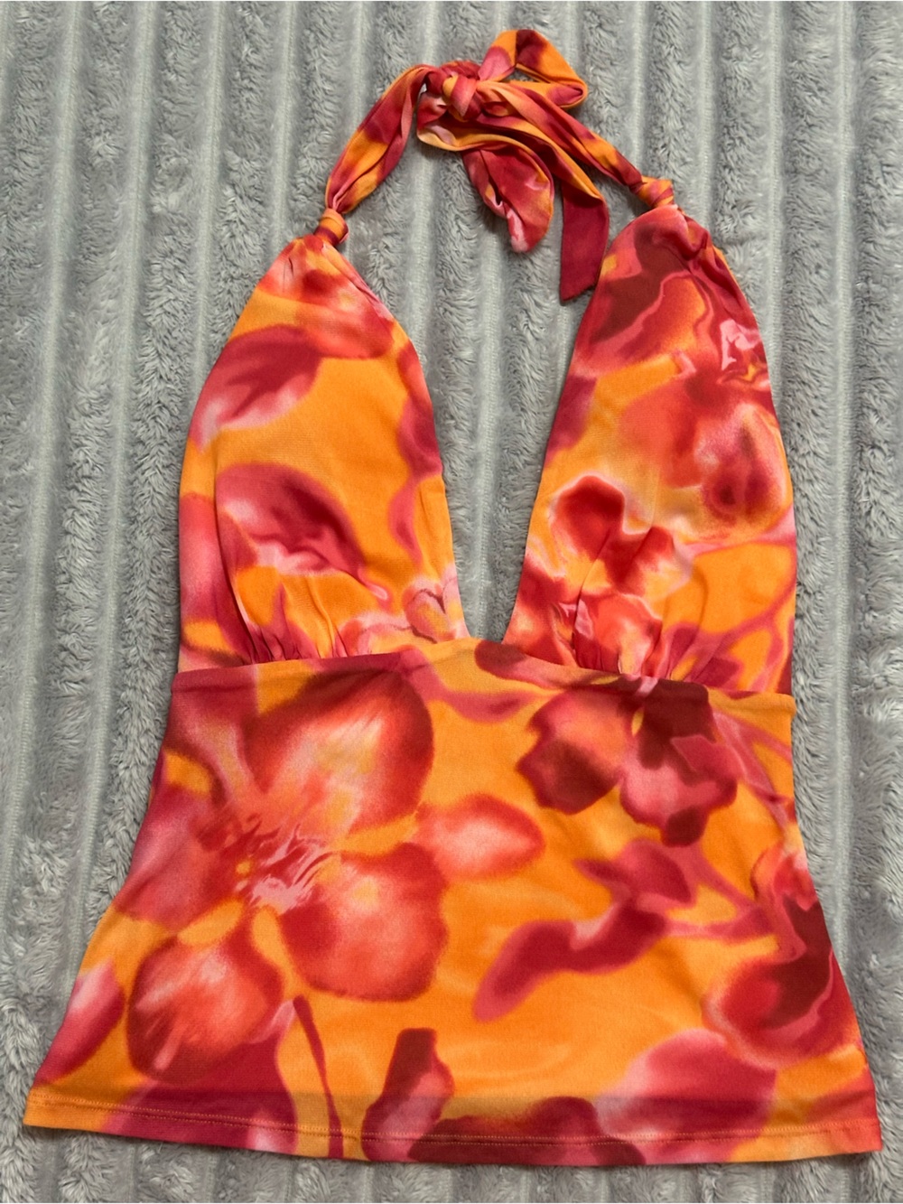 wild fable Orange and Pink Floral Halter One-Piece